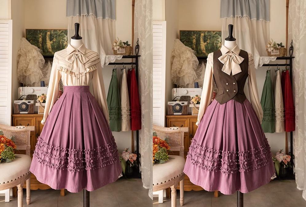 Forest Wardrobe - Forest Basket - Elegant Lolita Skirt Mushroom Edge Skirt Retro Classic