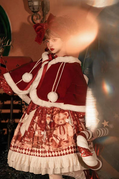 Your Princess - Bear Gift - Kawaii Lolita Christmas Dress and Cape