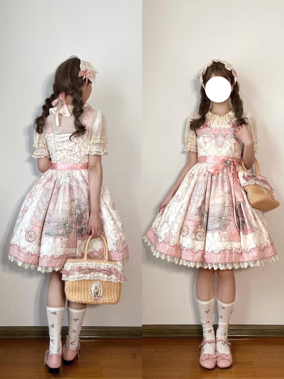 Moon River - Swan Lake Mirror - Pink Sweet Lolita Print JSK Dress