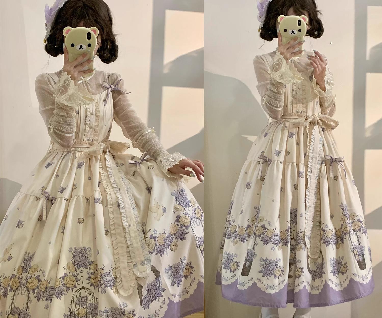 DreamWhale - Floral and Bird Series - Classic Lolita JSK Suit Floral Print Dress