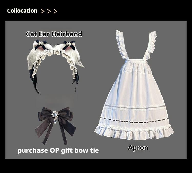 Hezi's Cat Haven - Black Cat Butler - Maid Lolita OP Dress Elegant Black and White Dress