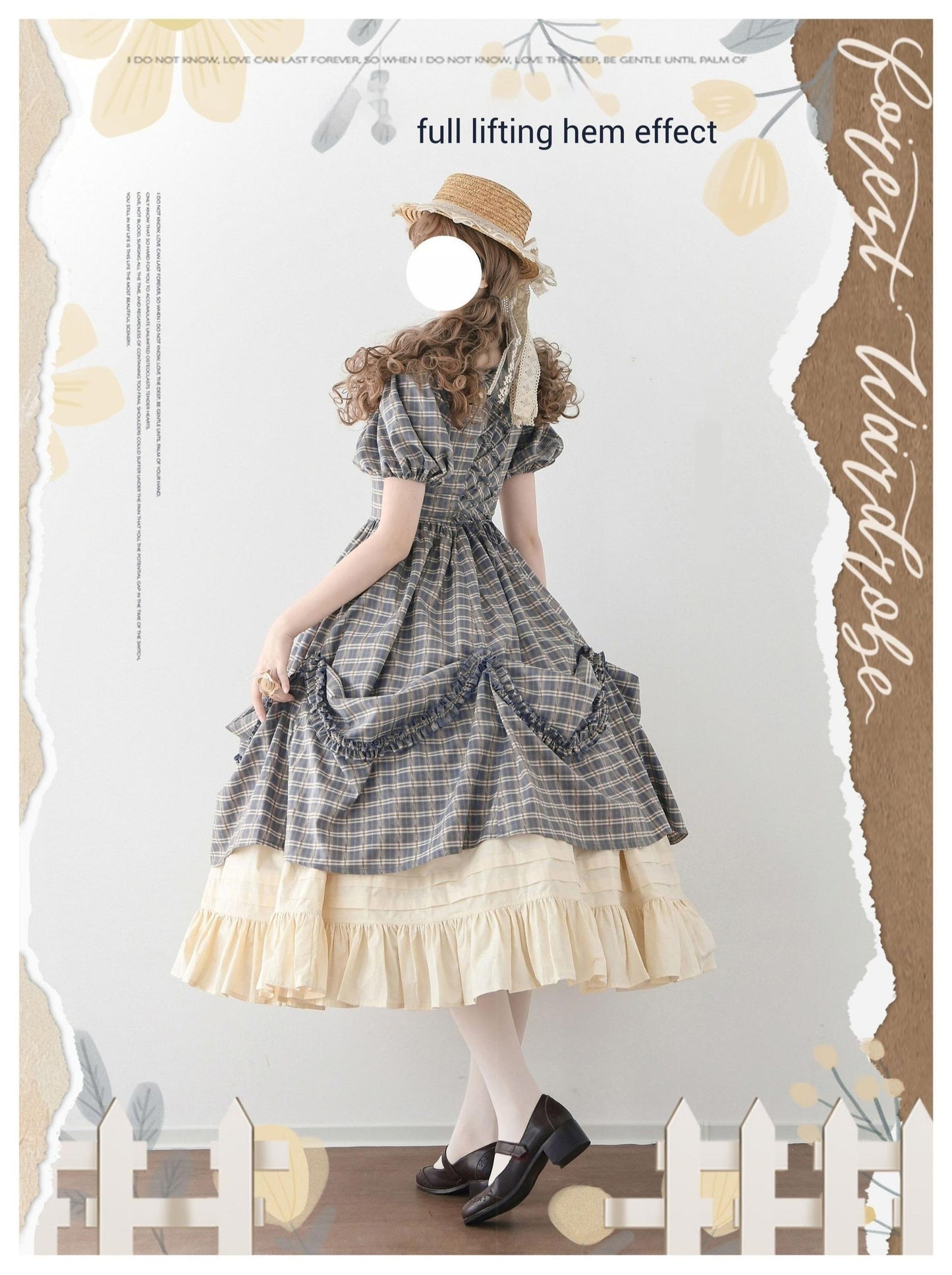 Forest Wardrobe - Forest Picnic - Classic Lolita OP Dress with Off-Shoulder and Lifting Hem