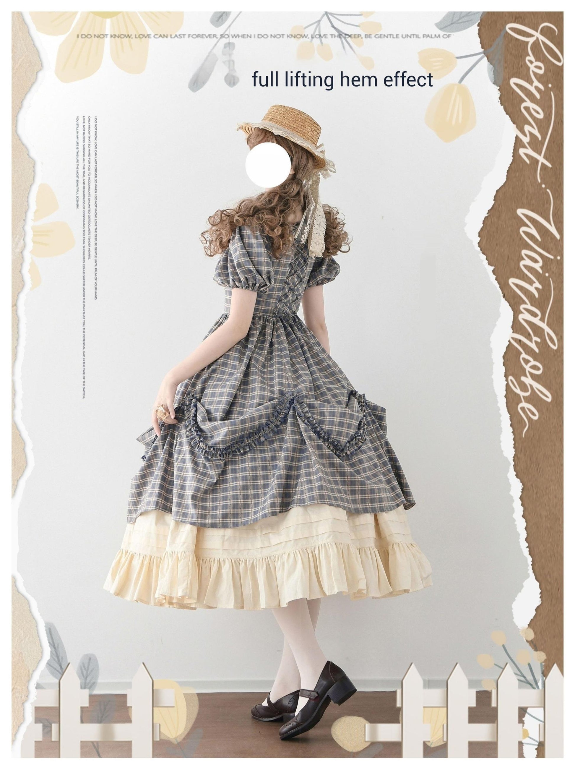 Forest Wardrobe - Forest Picnic - Classic Lolita OP Dress with Off-Shoulder and Lifting Hem