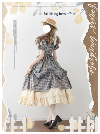 Forest Wardrobe - Forest Picnic - Classic Lolita OP Dress with Off-Shoulder and Lifting Hem