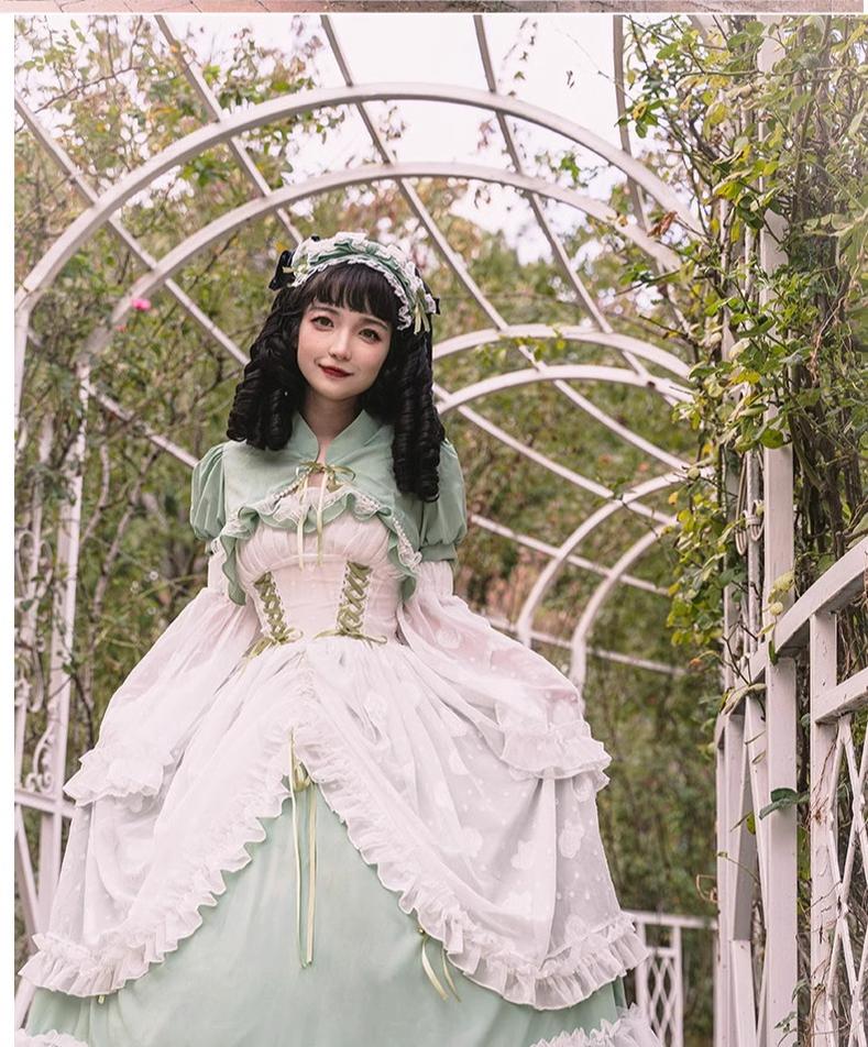 Daydream Whisper - Toting Basil - Plus Size Wedding Lolita Dress Green Bridal JSK
