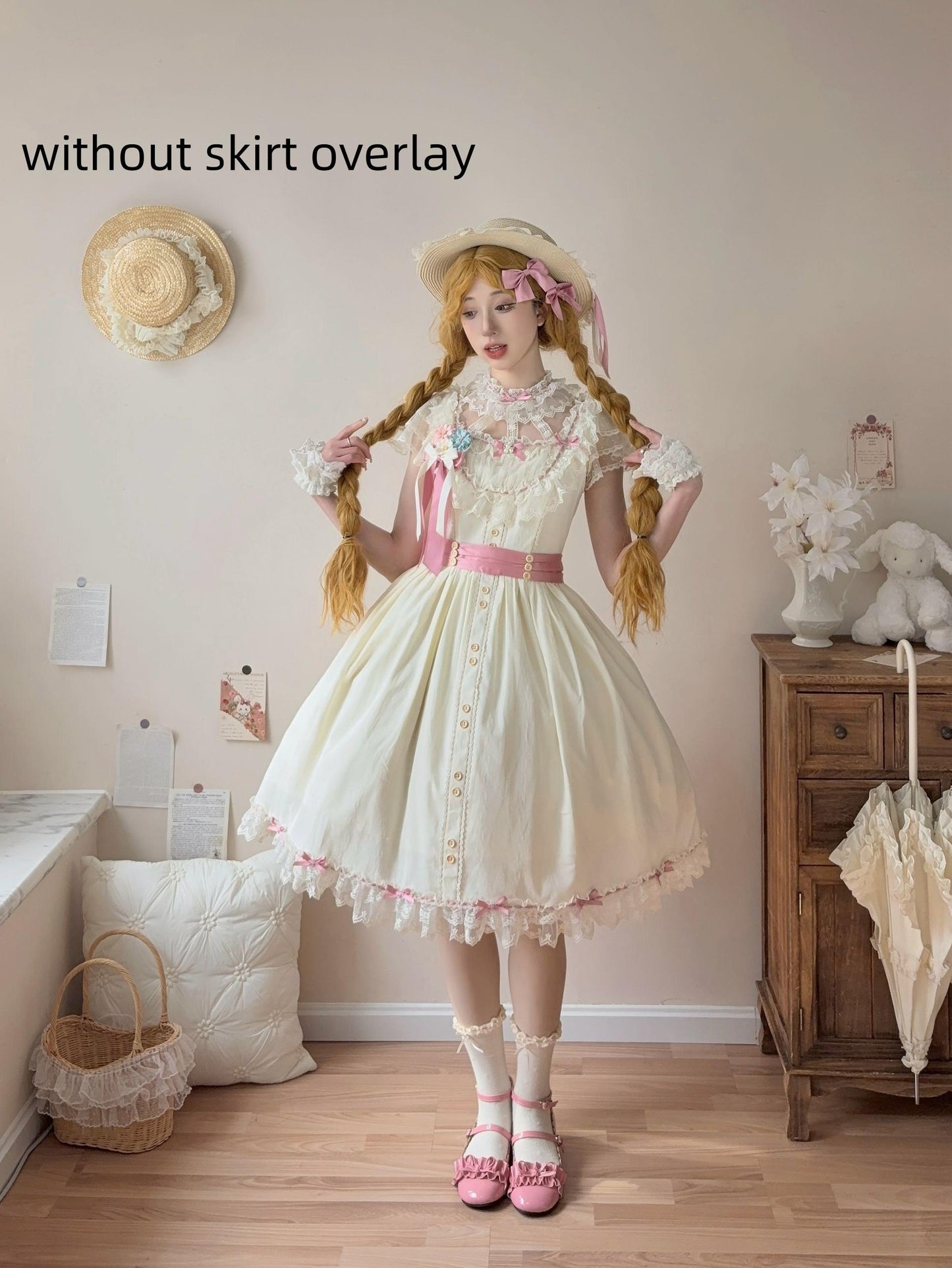 Uncle's Workshop - Fluttering Cherry Spring Strings - Cotton Sweet Lolita JSK Dress