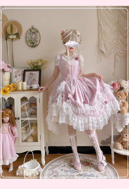 Sakurada Fawn - Manta - Plus Size Sweet Lolita JSK Dress with Rose Decoration