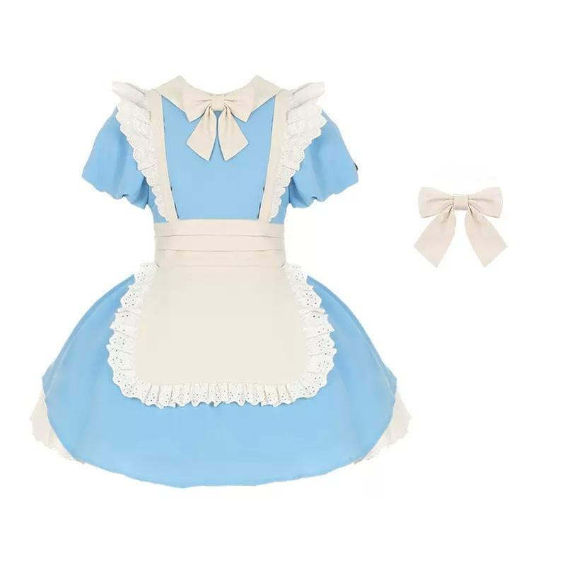 With PUJI - KissKiss - Maid Lolita OP Dress Pleated Lace Multicolor Dress