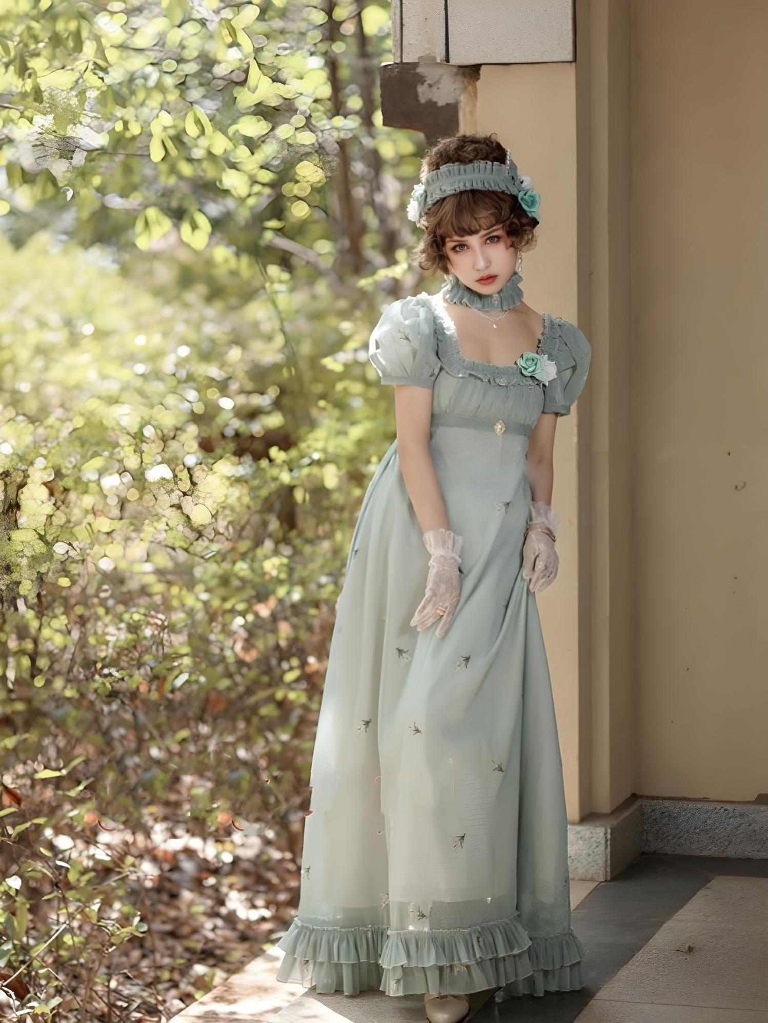 Surface Spell - Spring Rendezvous - Vintage Lolita OP Dress Embroidered Empire Waist Dress