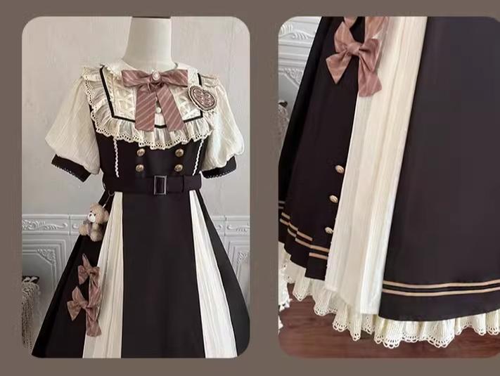 Letters from Unknown Star - Chocolate Workshop - Elegant Lolita OP Daily Short Sleeve Dress