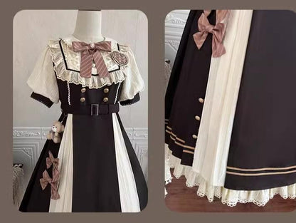 Letters from Unknown Star - Chocolate Workshop - Elegant Lolita OP Daily Short Sleeve Dress