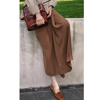 Paris color high waist long wrap skirt