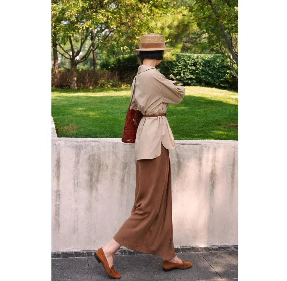 Paris color high waist long wrap skirt