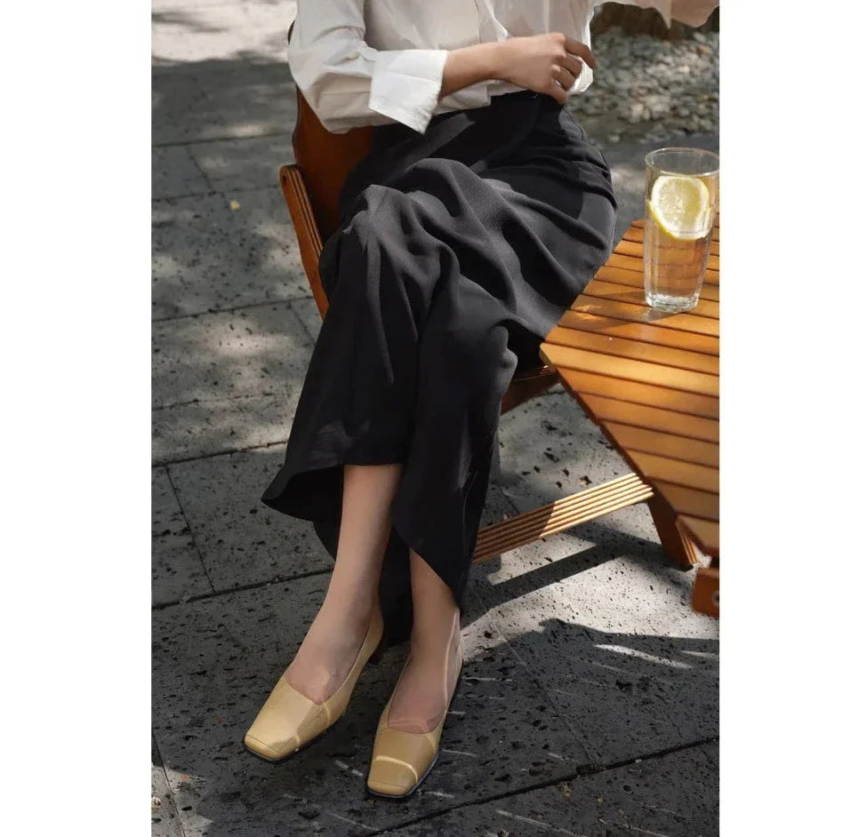 Paris color high waist long wrap skirt