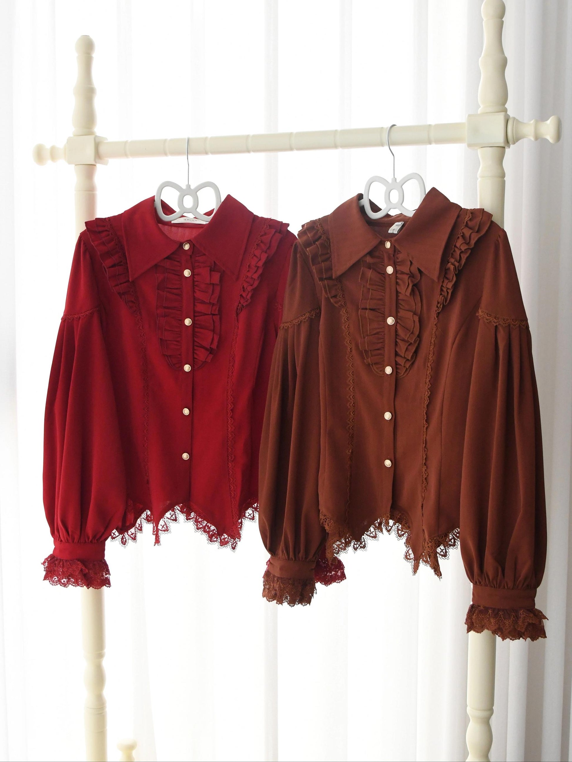 DMFS Lolita - Night Banquet - Pointed Collar Classic Lolita Shirt, Long Sleeve