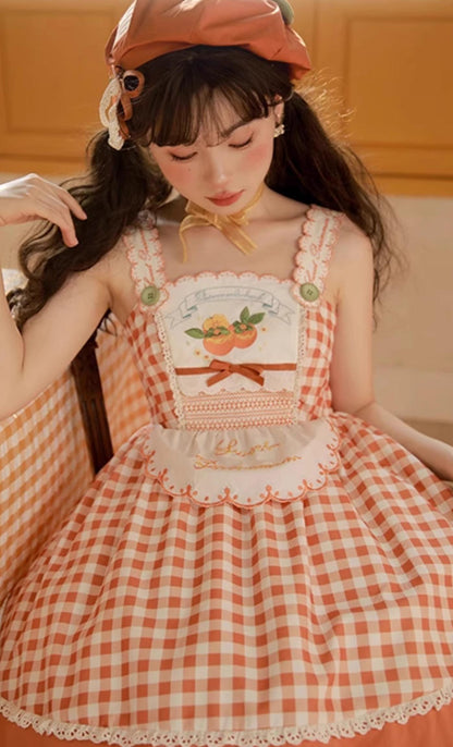 Mademoiselle Pearl - Persimmon - Autumn Persimmon Print Lolita OP JSK SK Dress