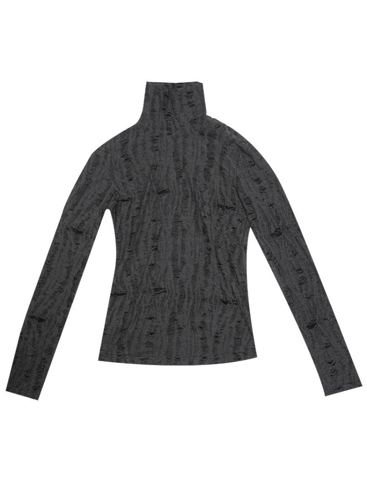 Ripped Turtleneck Long Sleeved Bottoming Shirt【s0000003882】