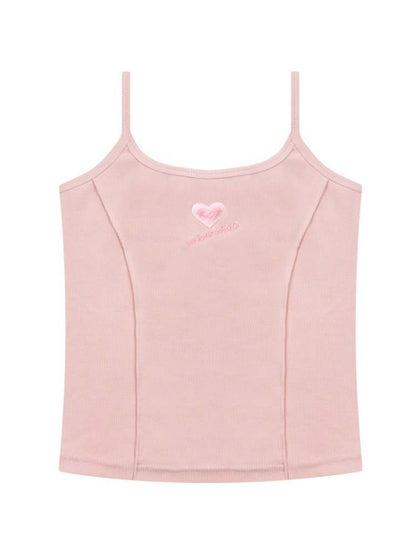 Slim Fit Heart Embroidery Knit Camisole【s0000007133】