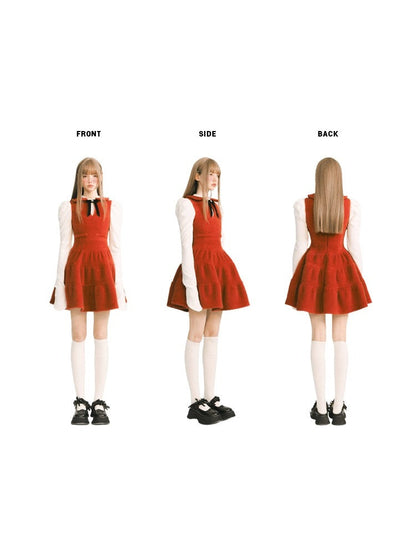 Doll Collar Sleeveless Ribbon Tiered Dress【s0000003862】