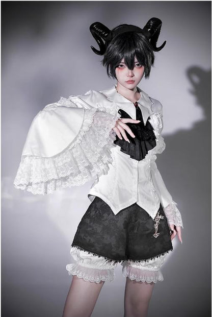 CastleToo - Crossbone - Ouji Lolita Shorts Suit Gothic Lolita Top and Blouse