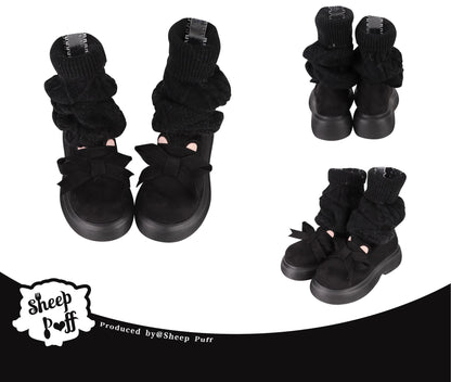 Sheep Puff - Duidui Bear - Winter Lolita Shoes Snow Boots Leg Warmer Shoes