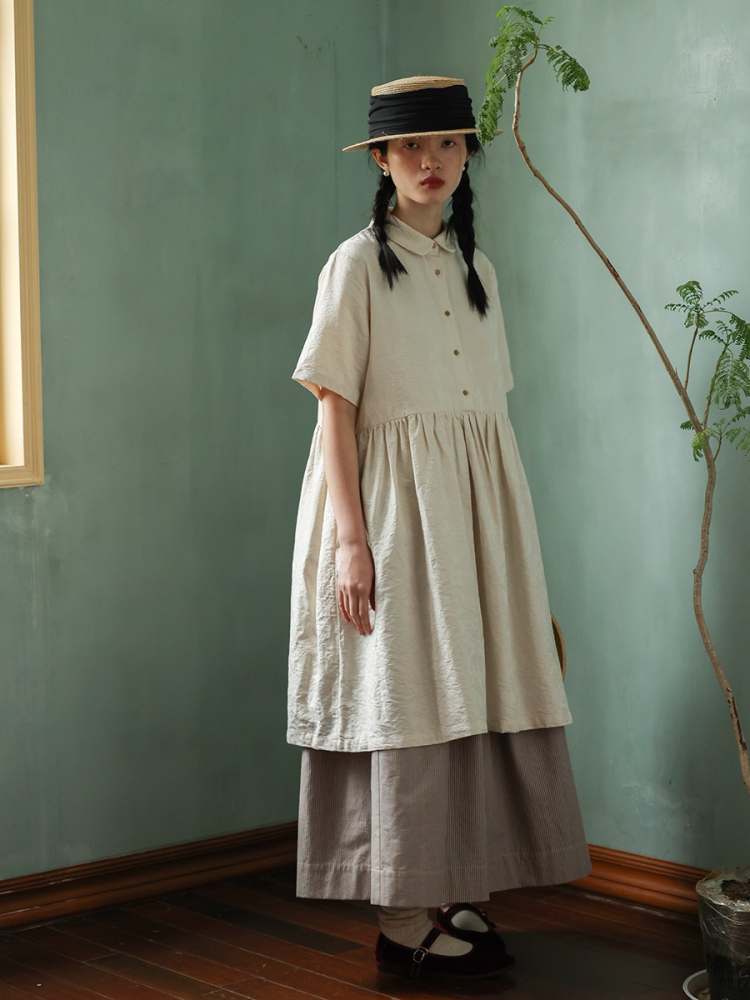 Jacquard Doll Collar Shirt Dress【s0000006916】