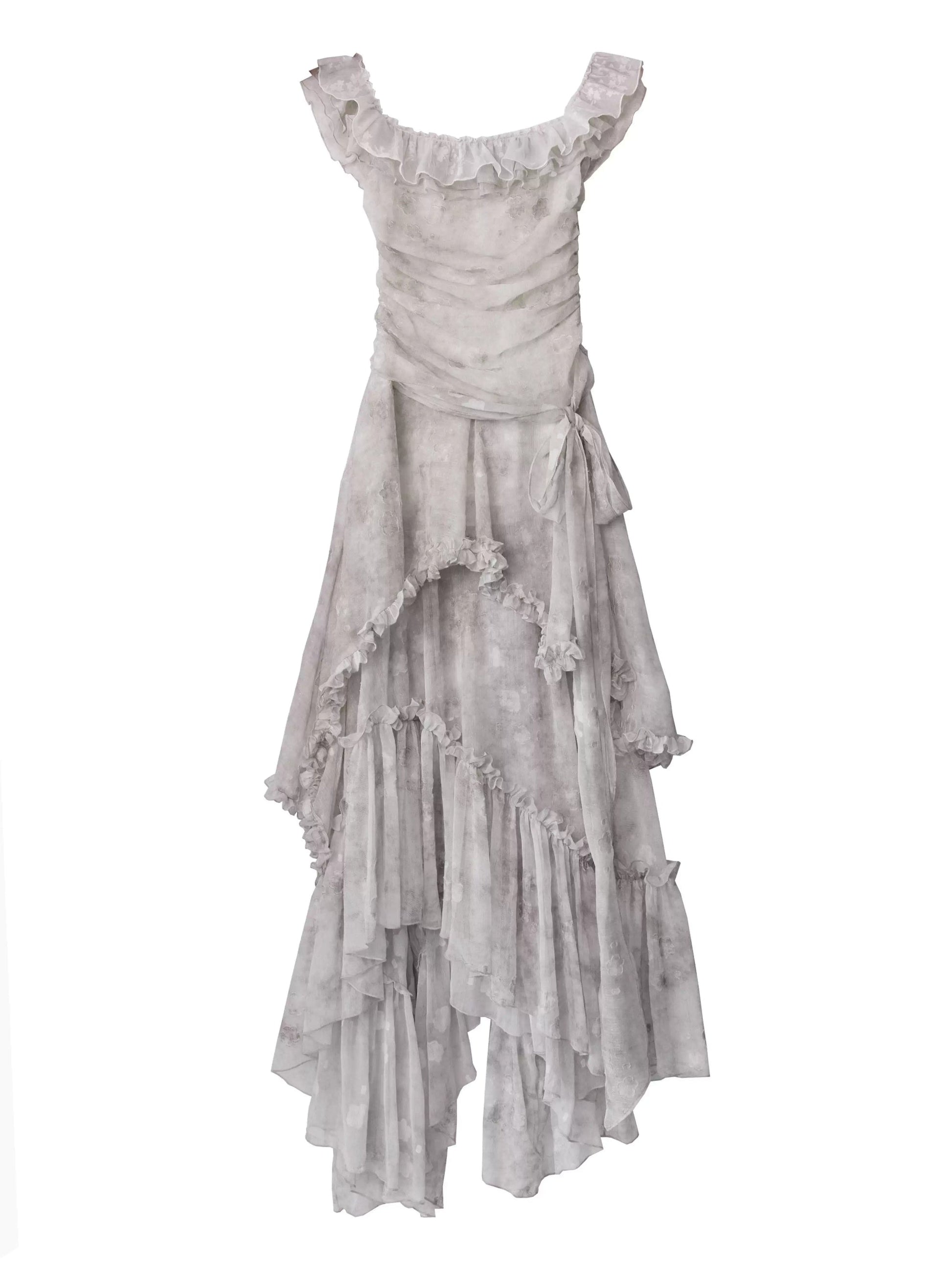 Vintage Gray Ruffle Dress