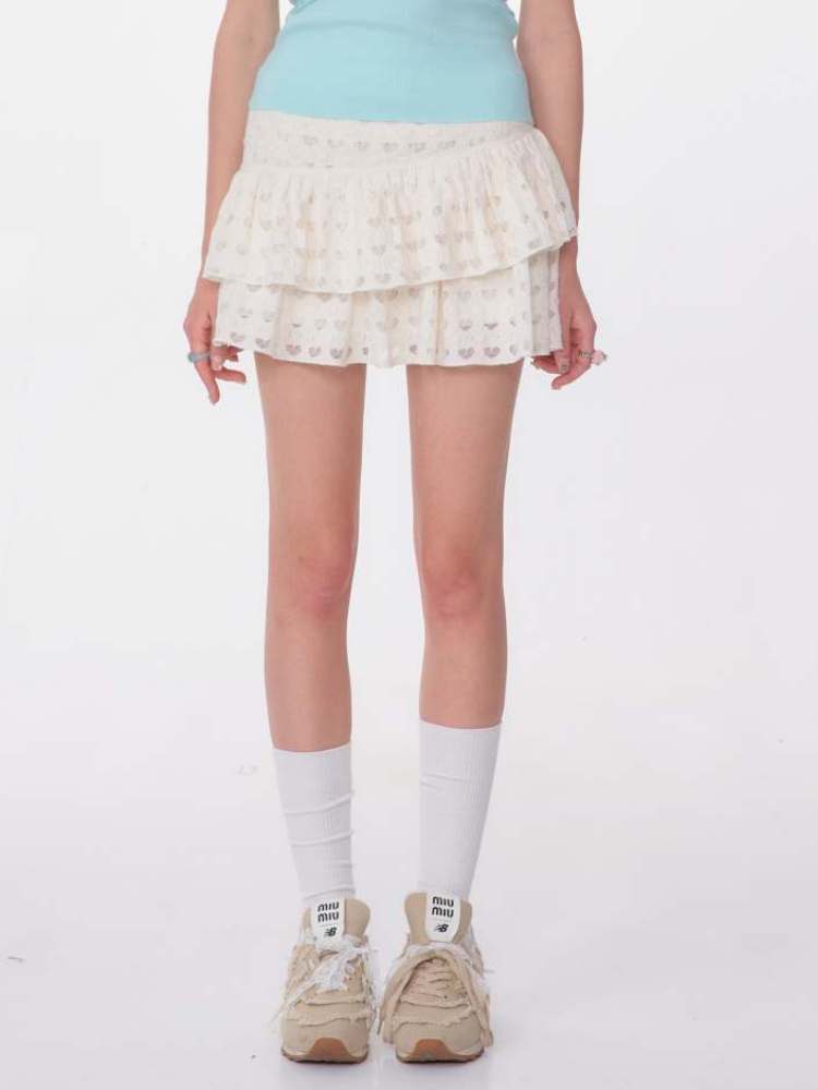 Heart-Shaped Cutout Race A-Line Cake Mini Skirt【s0000007134】