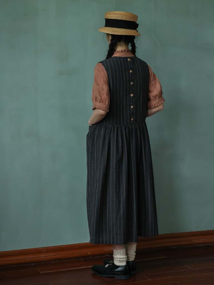 Stripe Sleeveless A-Line Dress【s0000006922】