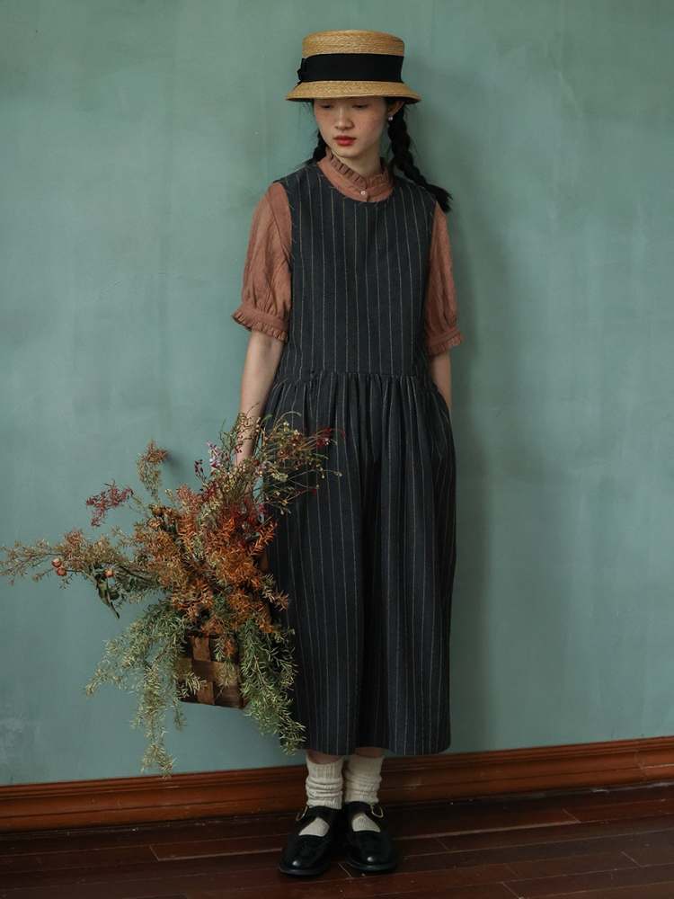 Stripe Sleeveless A-Line Dress【s0000006922】