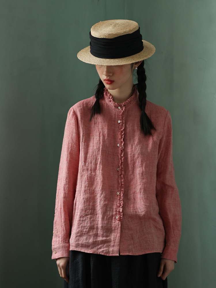 Yarn-Dyed Linen Niche Lace Shirt【s0000006908】