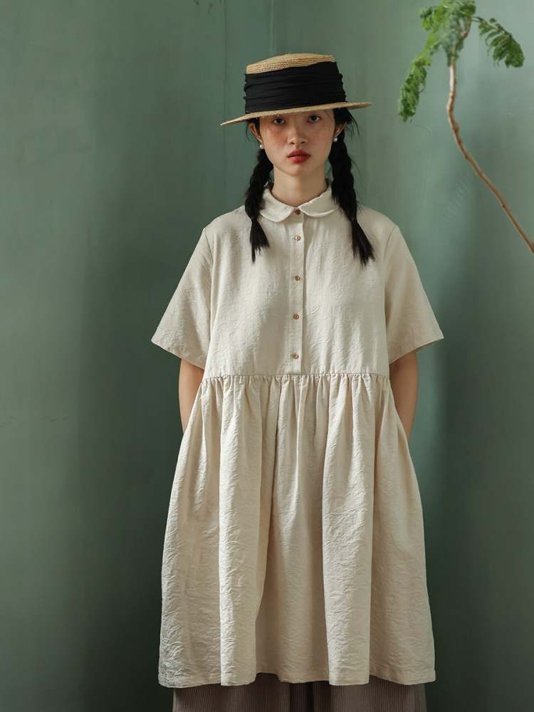 Jacquard Doll Collar Shirt Dress【s0000006916】