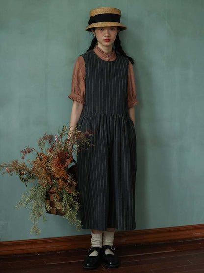 Stripe Sleeveless A-Line Dress【s0000006922】