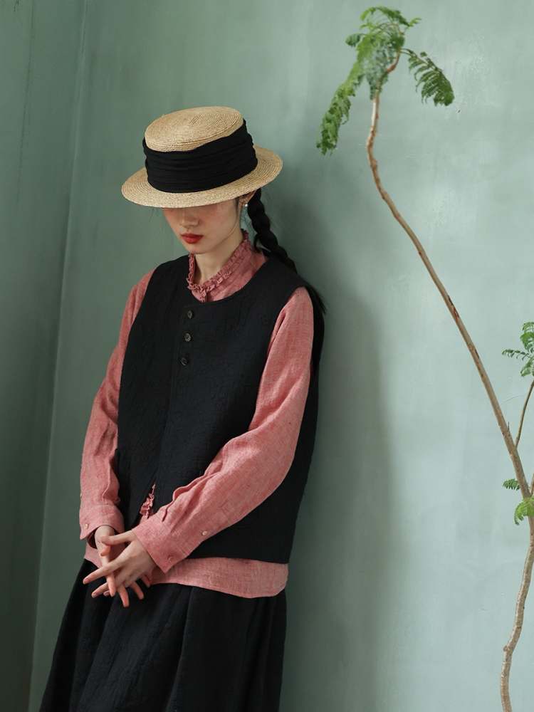 Yarn-Dyed Linen Niche Lace Shirt【s0000006908】