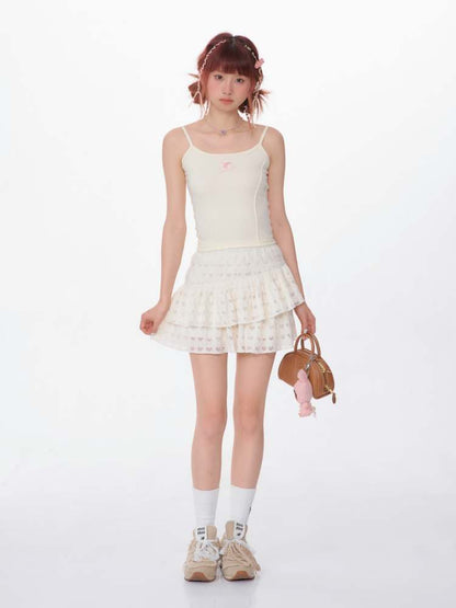 Heart-Shaped Cutout Race A-Line Cake Mini Skirt【s0000007134】