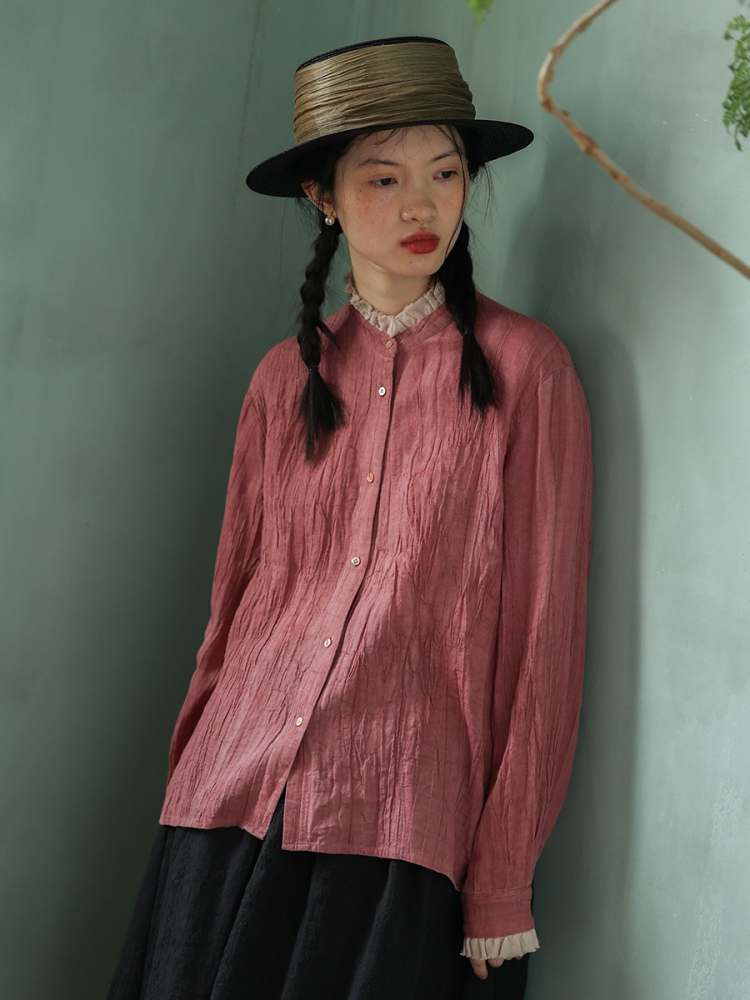 Tie-Dye Ruffle Pleats Linen Shirt【s0000006920】