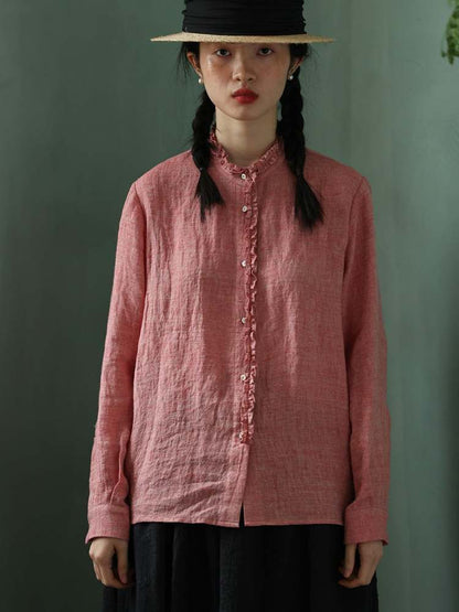 Yarn-Dyed Linen Niche Lace Shirt【s0000006908】