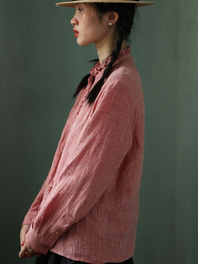 Yarn-Dyed Linen Niche Lace Shirt【s0000006908】