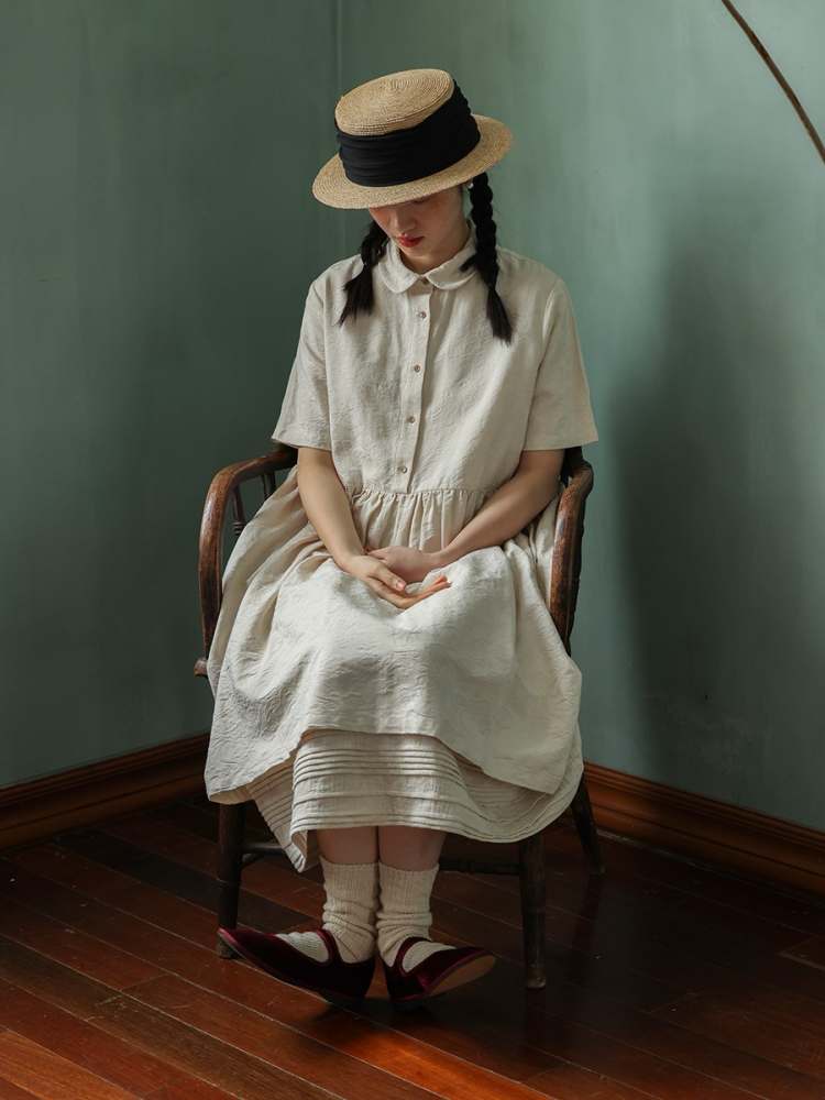 Jacquard Doll Collar Shirt Dress【s0000006916】