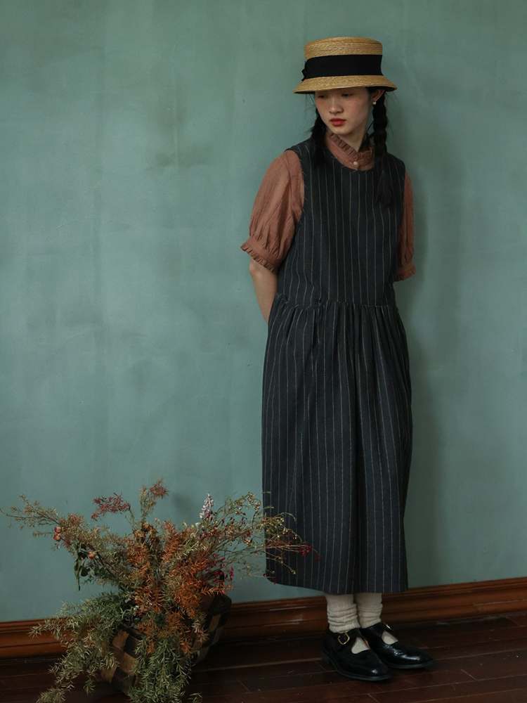 Stripe Sleeveless A-Line Dress【s0000006922】