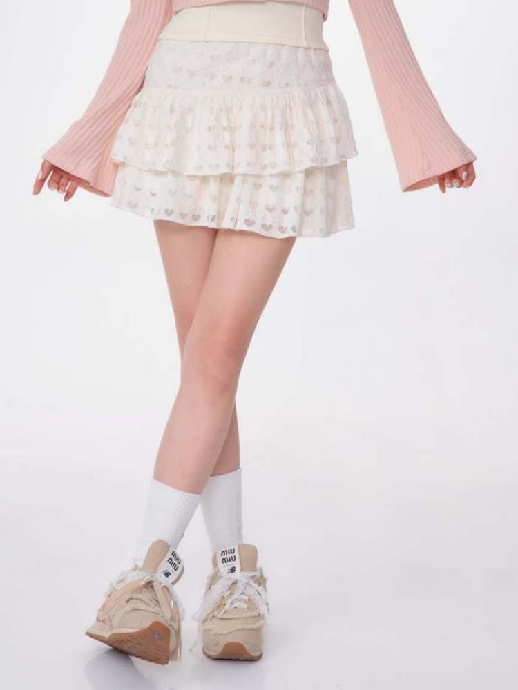 Heart-Shaped Cutout Race A-Line Cake Mini Skirt【s0000007134】