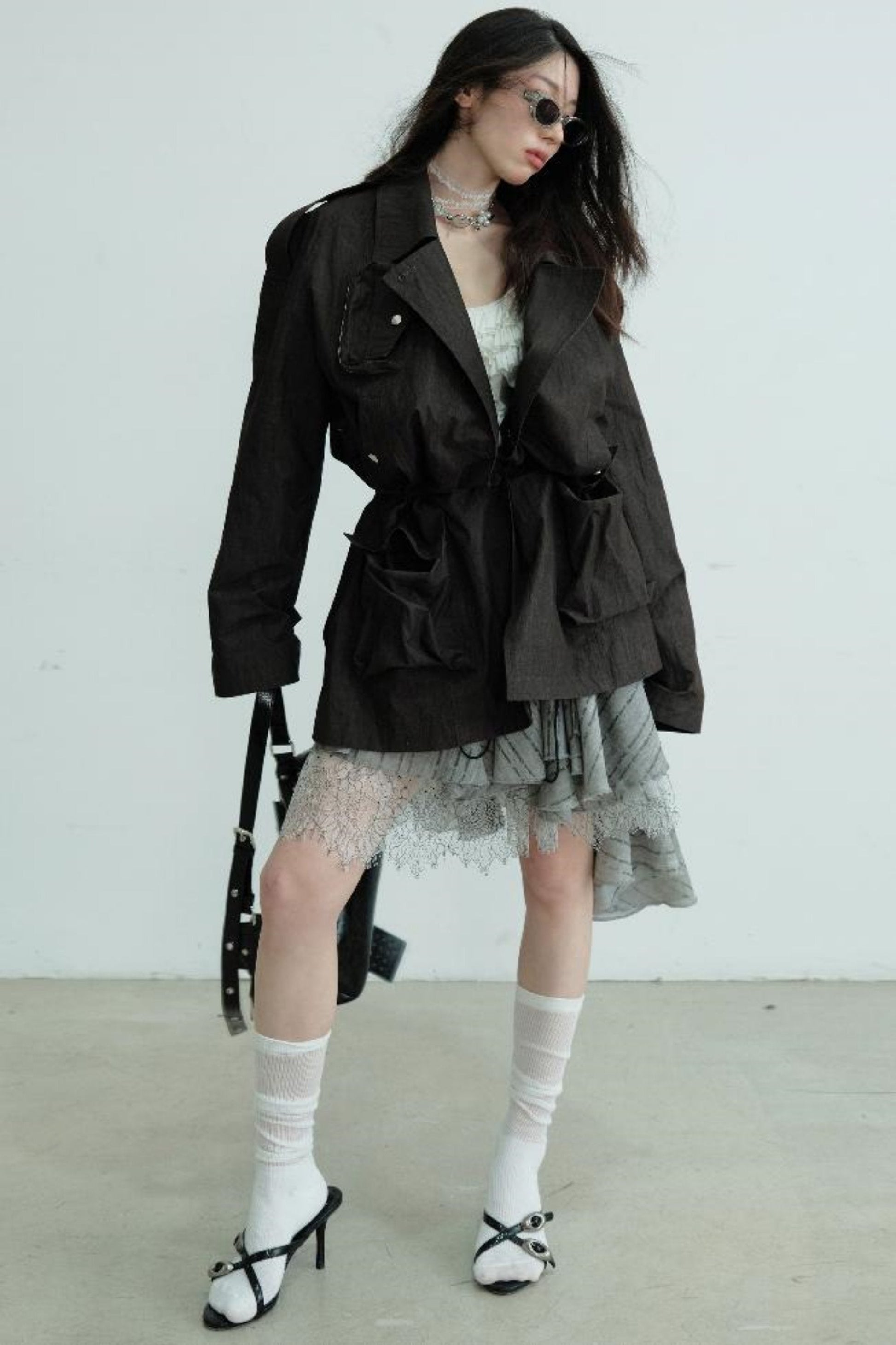 Romantic Gray Half Skirt