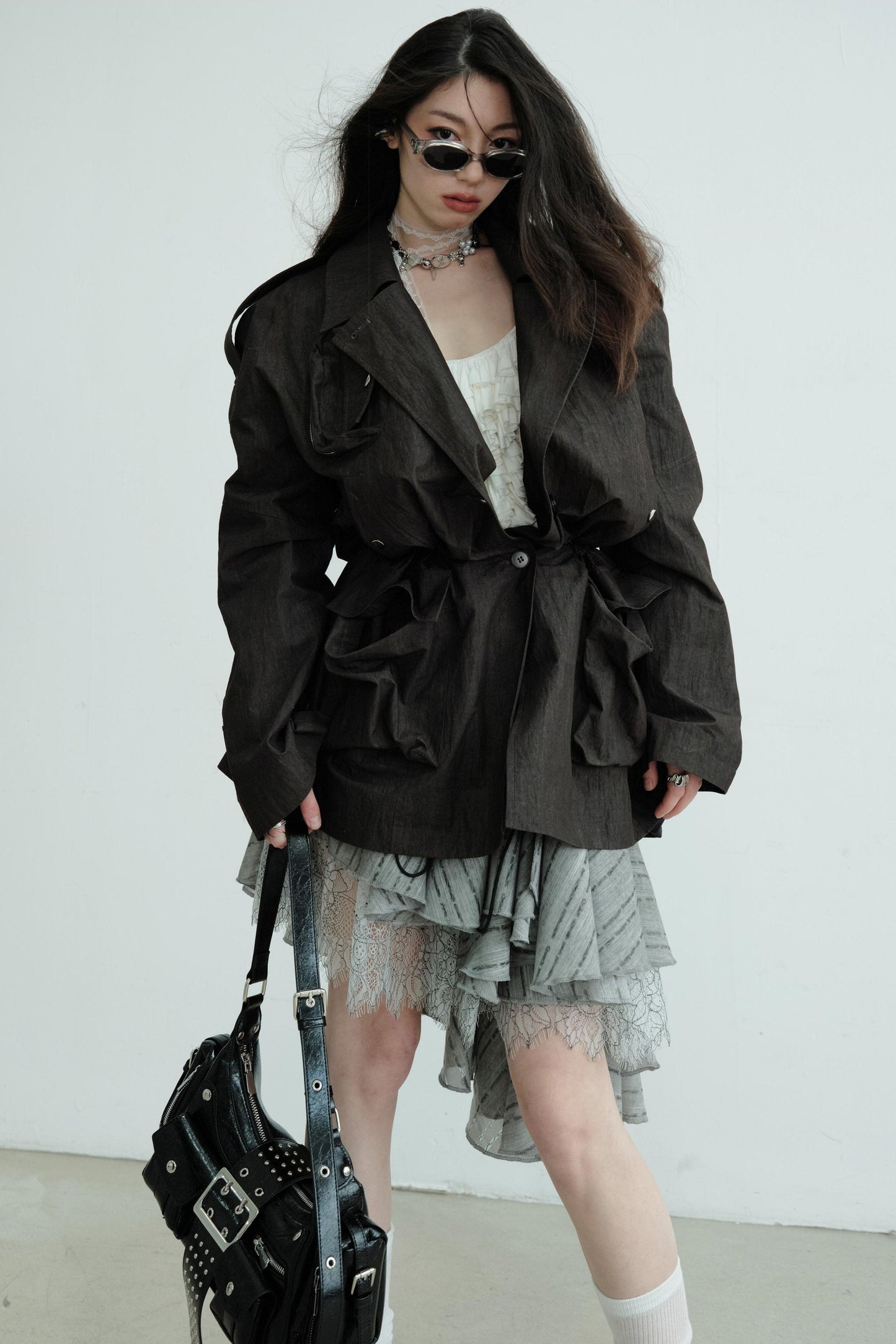 Romantic Gray Half Skirt