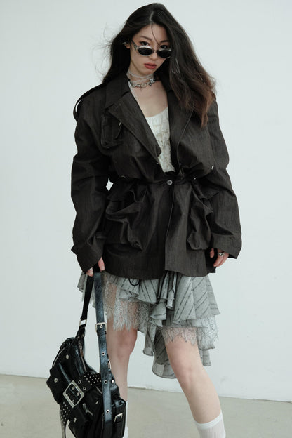 Romantic Gray Half Skirt