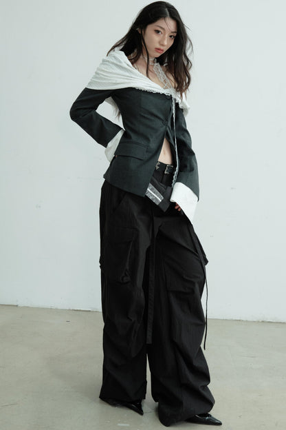 Elegant Color Clash Blazer Top