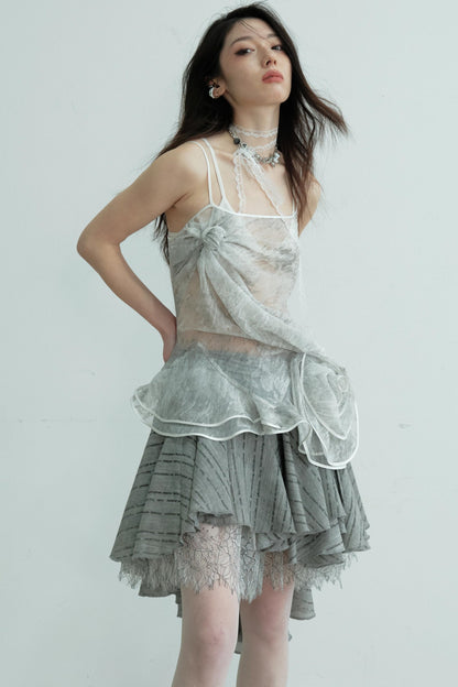 Romantic Gray Half Skirt