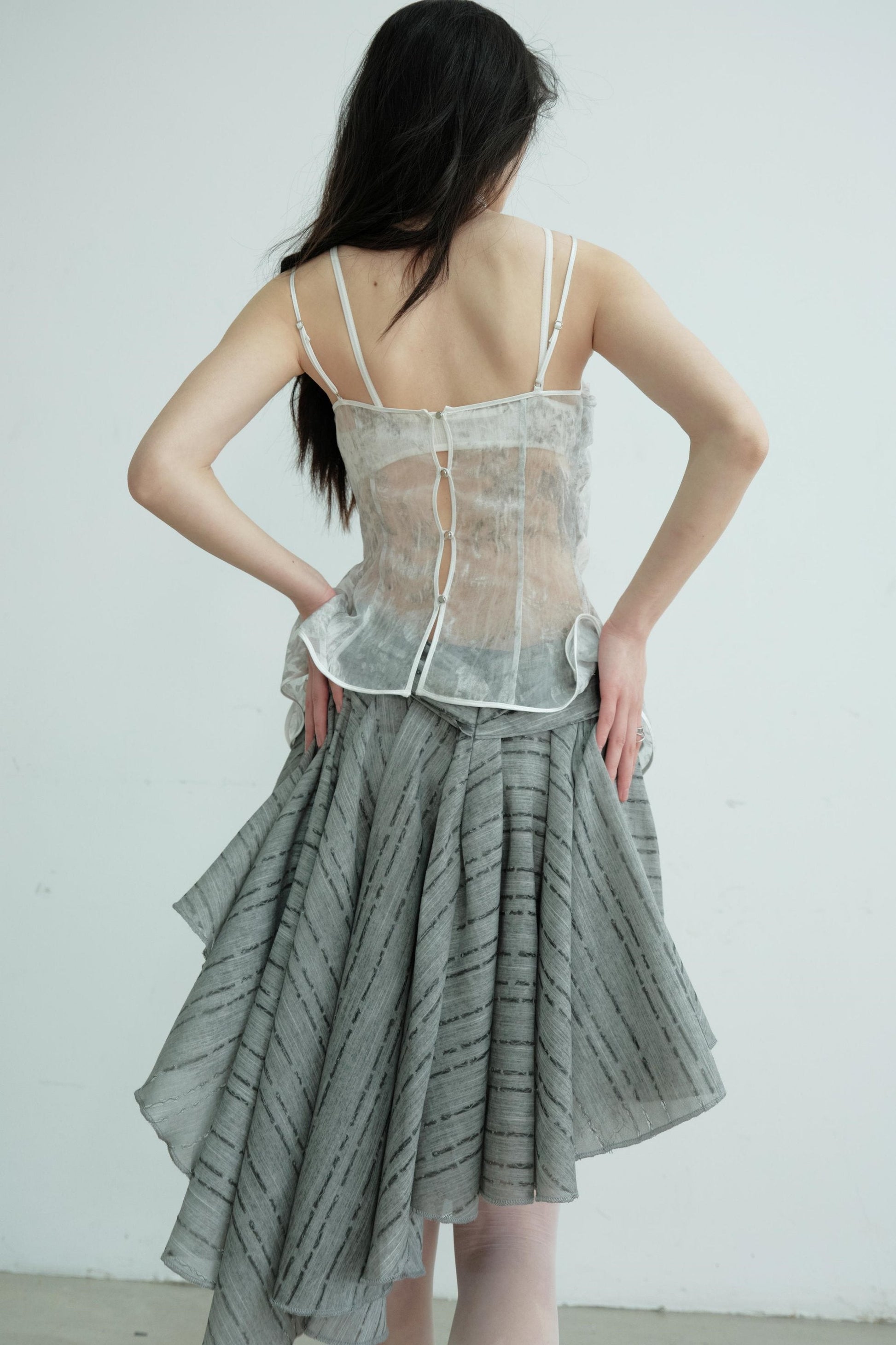 Romantic Gray Half Skirt