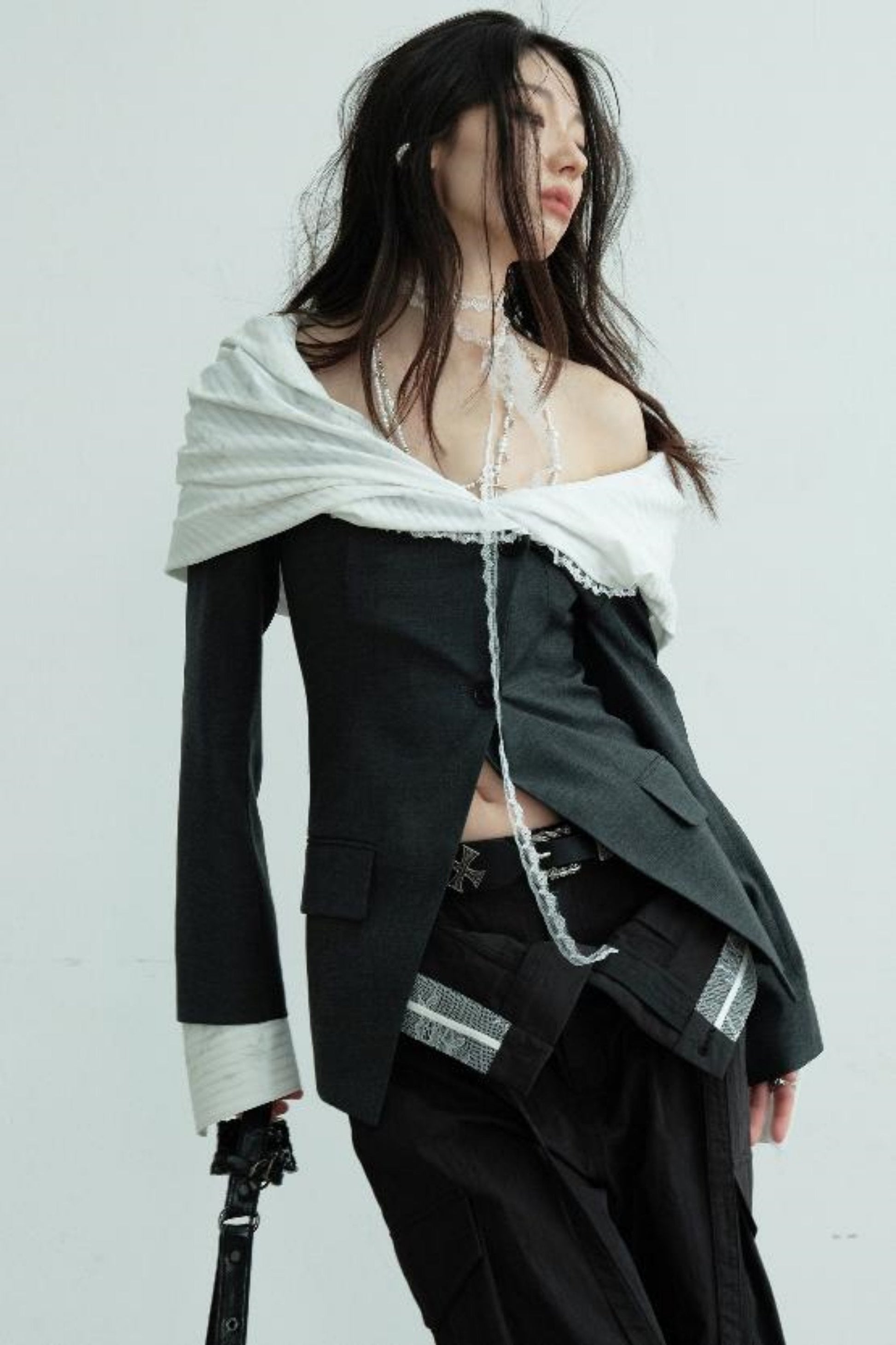 Elegant Color Clash Blazer Top