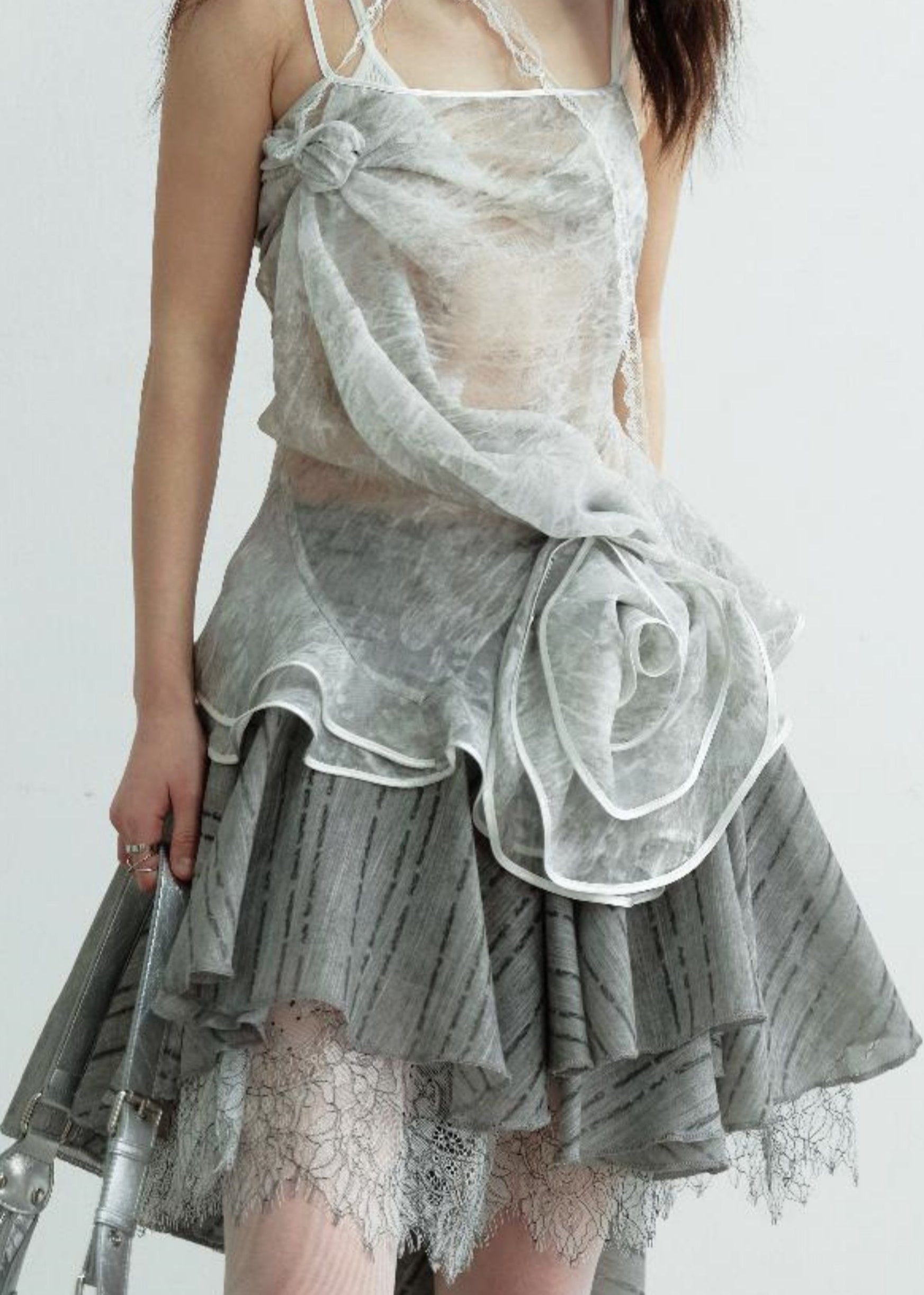 Romantic Gray Half Skirt
