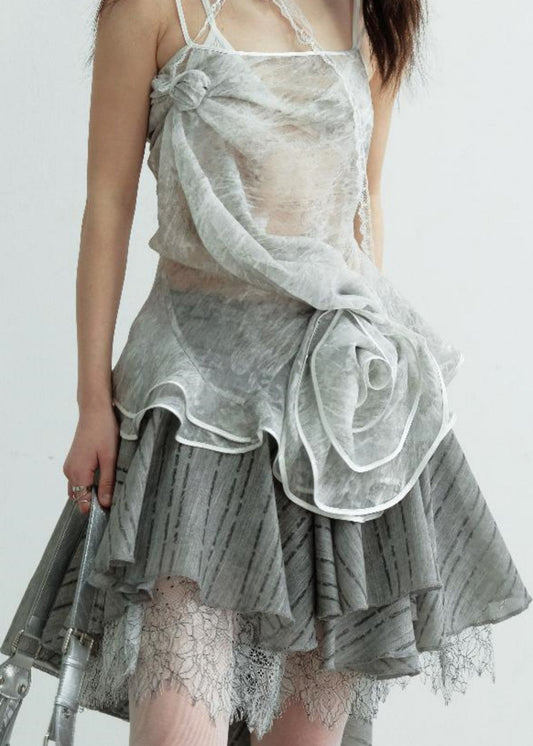 Romantic Gray Half Skirt